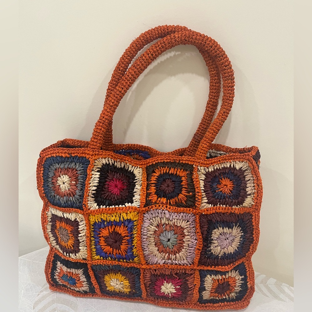 Handcrafted Raffia Crochet Tote Bag - Picture 1 of 5